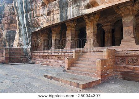 Cave 3 : Facade Badami Caves Karnataka India