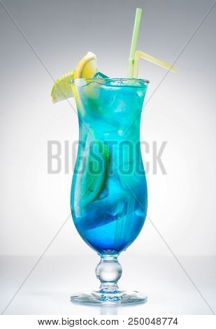 Cocktail Blue Lagune Close-up On A Light Background