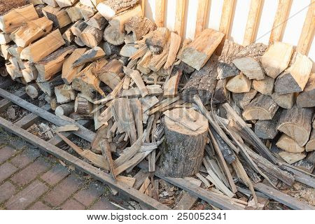 Dry Chopped Firewood Logs Ready For Winter