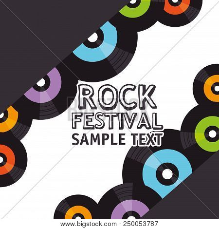 Vinyls Music Festival Label Vector Illustration Design