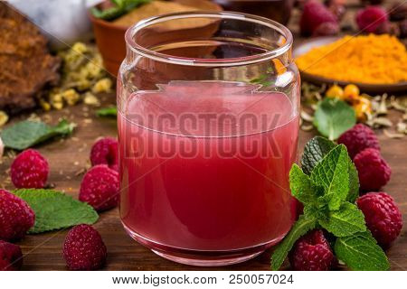 Raspberry Extract Stir In The Water Shot Close-up
