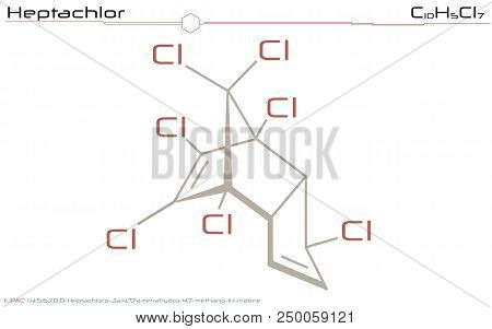 Large And Detailed Infographic Of The Molecule Of Heptachlor