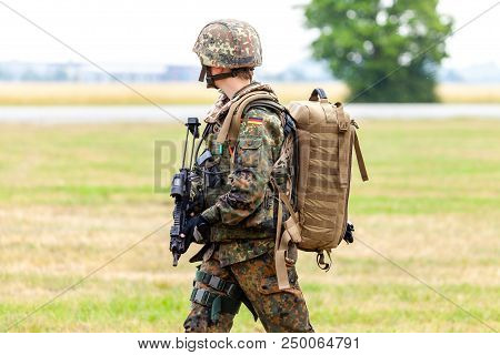 German Soldier With A Rifle On A Training Course