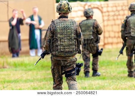 German Soldier With A Rifle On A Training Course
