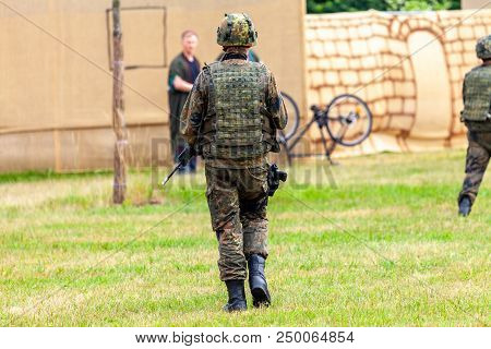 German Soldier With A Rifle On A Training Course