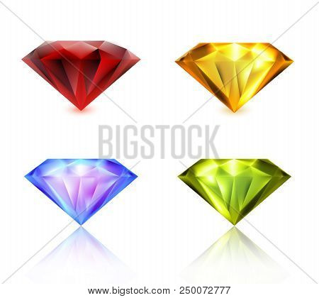 Realistic Precious Stones Set Isolated On White Background.