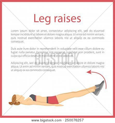 Leg Raises Poster Text Sample Headline Tabata Exercise With Information And Woman Vector Illustratio