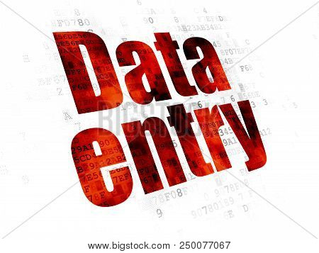 Information Concept: Pixelated Red Text Data Entry On Digital Background