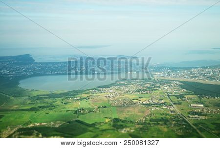 View From The Plane To Lake Ulemiste, Airport And Peetri Village.