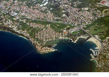 Aerial View Of Stobrec Village In Croatia.