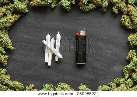 Grinder A Lot Ofx Marijuana, Fresh Buds Of Cannabis Many Weed. Copy Spase Copy-space