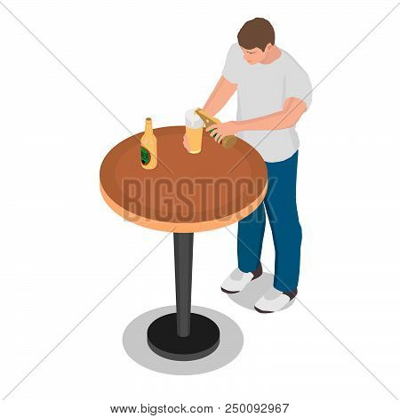 A Man Pours Beer Into A Glass.