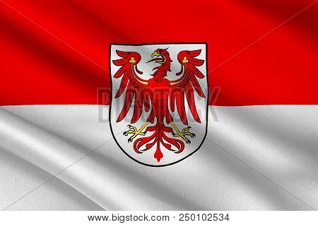 Flag Of Brandenburg Is State Of Germany. 3d Illustration