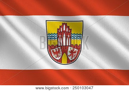 Flag Of Uckermark Is A District In The Northeastern Part Of Brandenburg, Germany. 3d Illustration