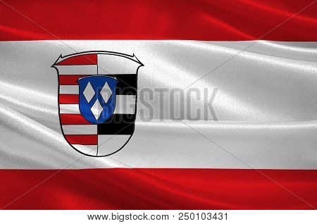 Flag Of Gross-gerau Is A District In The South Of Hesse, Germany. 3d Illustration