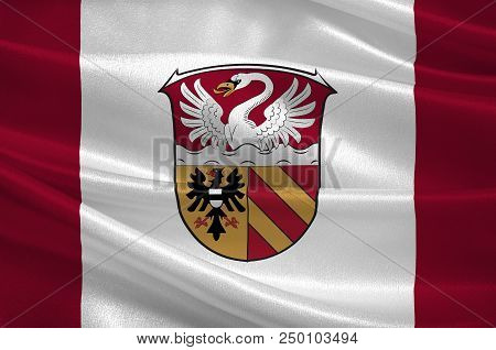 Flag Of Main-kinzig Is A District In The East Of Hesse, Germany. 3d Illustration
