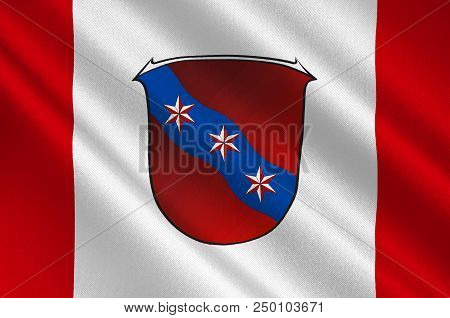 Flag Of Erbach Is A Town And The District Seat Of The Odenwald District In Hesse, Germany. 3d Illust