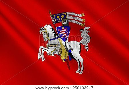 Flag Of Marburg Is A University Town In The German Federal State Of Hesse. 3d Illustration