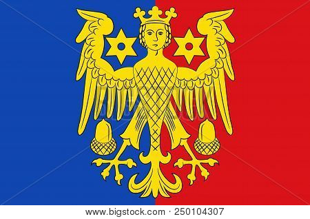 Flag Of Aurich Is A District In Lower Saxony, Germany. 3d Illustration