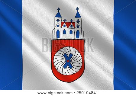 Flag Of Hamelin Is A Town On The River Weser In Lower Saxony, Germany. 3d Illustration