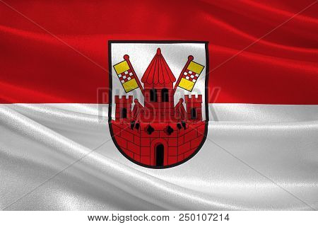 Flag Of Unna Is A City In North Rhine-westphalia, Germany, The Seat Of The Unna District. 3d Illustr