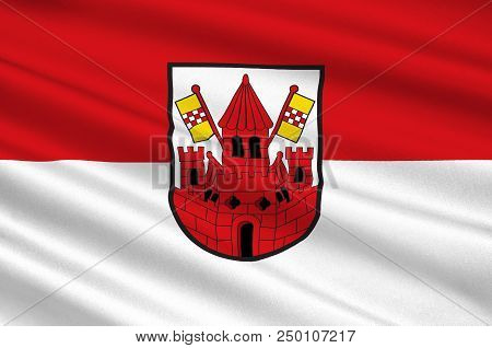 Flag Of Unna Is A City In North Rhine-westphalia, Germany, The Seat Of The Unna District. 3d Illustr