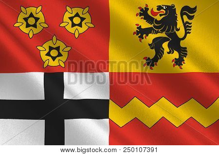 Flag Of Euskirchen Is A District In The South-west Of North Rhine-westphalia, Germany. 3d Illustrati