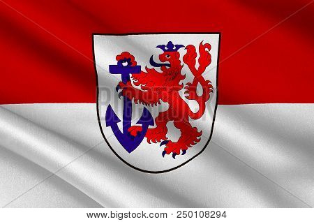 Flag Of Duesseldorf Is The Capital City Of North Rhine-westphalia In Germany. 3d Illustration