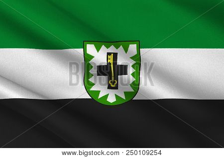Flag Of Recklinghausen Is A District In The Centre Of North Rhine-westphalia, Germany. 3d Illustrati