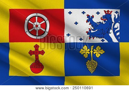 Flag Of Woellstein Is A Municipality In The District Alzey-worms, Rhineland-palatinate, Germany. 3d 