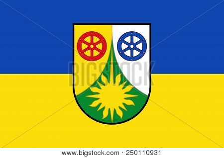 Flag Of Donnersbergkreis Is A District In The Middle Of Rhineland-palatinate, Germany. 3d Illustrati