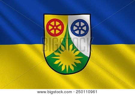 Flag Of Donnersbergkreis Is A District In The Middle Of Rhineland-palatinate, Germany. 3d Illustrati
