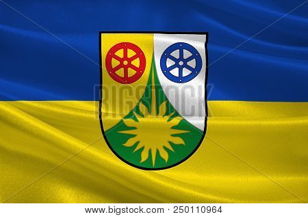 Flag Of Donnersbergkreis Is A District In The Middle Of Rhineland-palatinate, Germany. 3d Illustrati