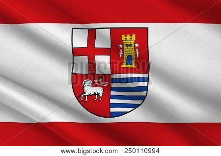 Flag Of Eifelkreis Bitburg-pruem Is A District In Rhineland-palatinate, Germany. 3d Illustration