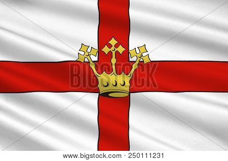 Flag Of Koblenz Is A German City Situated On Both Banks Of The Rhine. 3d Illustration