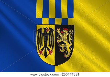 Flag Of Rhein-hunsrueck-kreis Is A District In The Middle Of Rhineland-palatinate, Germany. 3d Illus