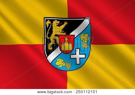 Flag Of Suedliche Weinstrasse Is A District In The South Of Rhineland-palatinate, Germany. 3d Illust