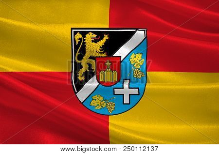 Flag Of Suedliche Weinstrasse Is A District In The South Of Rhineland-palatinate, Germany. 3d Illust