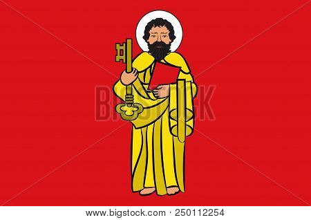 Flag Of Trier Is A City In Germany On The Banks Of The Moselle. 3d Illustration