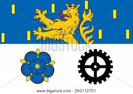 Flag Of Neunkirchen Is A District In The Middle Of The Saarland, Germany. 3d Illustration