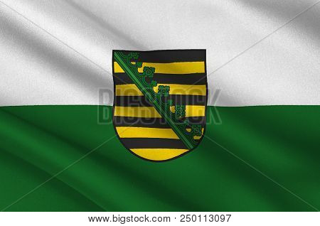 Flag Of Saxony Is A Landlocked Federal State Of Germany. 3d Illustration