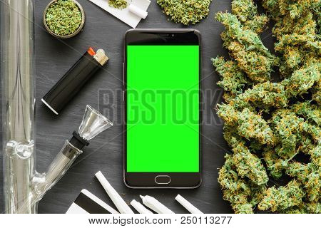 Grinder A Lot Ofx Marijuana, Fresh Buds Of Cannabis Many Weed. Copy Spase Copy-space