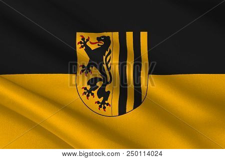 Flag Of Dresden Is The Capital City Of The Free State Of Saxony In Germany. 3d Illustration