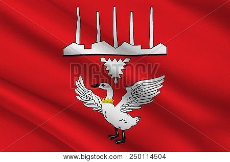 Flag Of Neumuenster Is An Urban Municipality In The Middle Of Schleswig-holstein, Germany. 3d Illust
