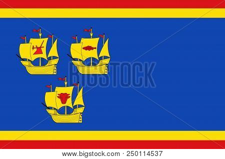 Flag Of Nordfriesland Is The Northernmost District Of Schleswig-holstein, Germany. 3d Illustration