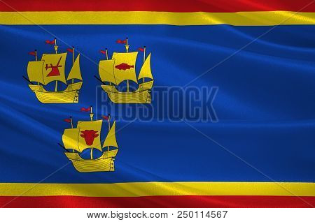 Flag Of Nordfriesland Is The Northernmost District Of Schleswig-holstein, Germany. 3d Illustration