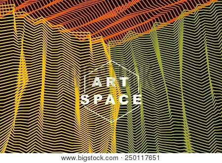 Abstract Linear Textured Vector Art Background For Design, Psycho Hypnotic Futuristic 3d Space Insid