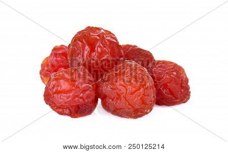 Dried Apricot Plum Fruits On White Background