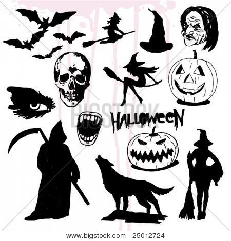 Qualche mano disegnato elementi di Halloween