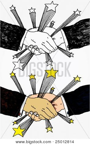 Stringe la mano con stelle disegnato a mano